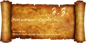 Hatvanger Zalán névjegykártya